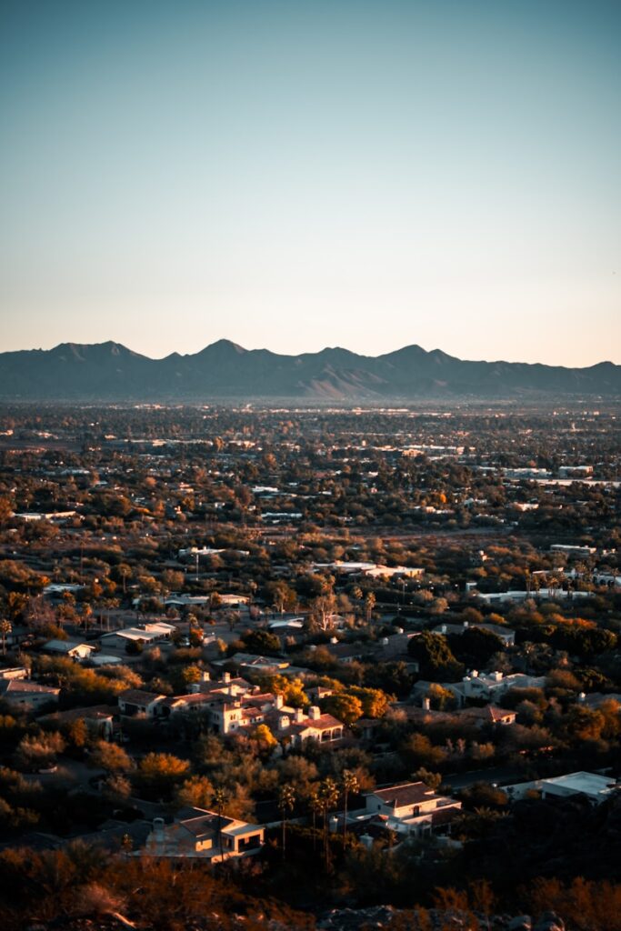 romantic aerial view of city during daytime in scottsdale